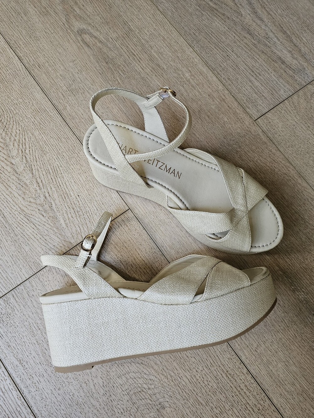 $395 Stuart Weitzman Carmen Midi Wedge Sandal 9